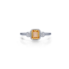 Lafonn Lafonn Sterling Silver Simulated Diamond and Citrine Bezel Birthstone Ring (Size 5)