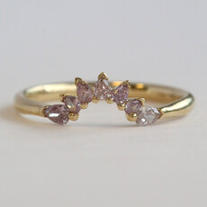 American Jewelry 14k Yellow Gold .30ctw Pink Diamond Pear Cut Sunburst Contour Wedding Band