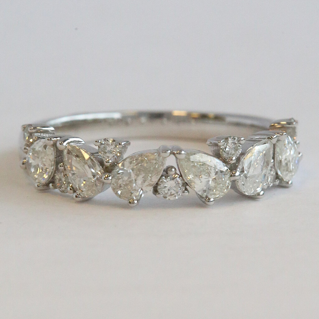 American Jewelry 14k White Gold 1ctw Pear & Round Diamond Wedding Band