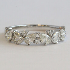 American Jewelry 14k White Gold 1ctw Pear & Round Diamond Wedding Band