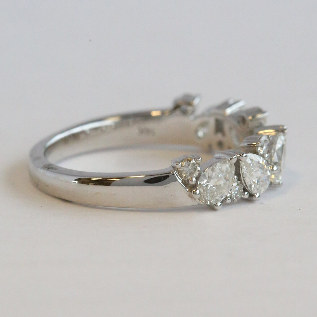 American Jewelry 14k White Gold 1ctw Pear & Round Diamond Wedding Band