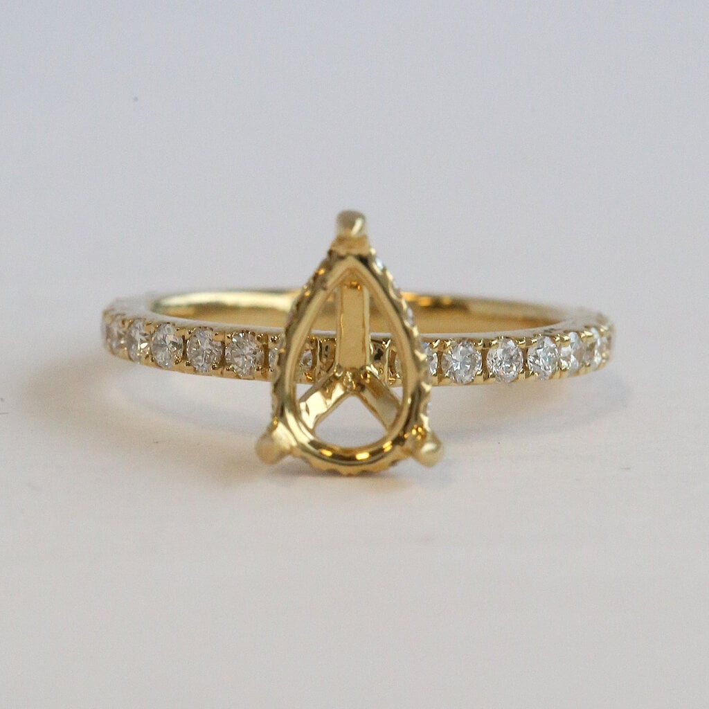 American Jewelry 18k Yellow Gold .66ctw Diamond Pear Semi Mount Engagement Ring