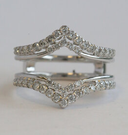 American Jewelry 14k White Gold .62ctw Diamond Double Row Contour Curved Ring Guard