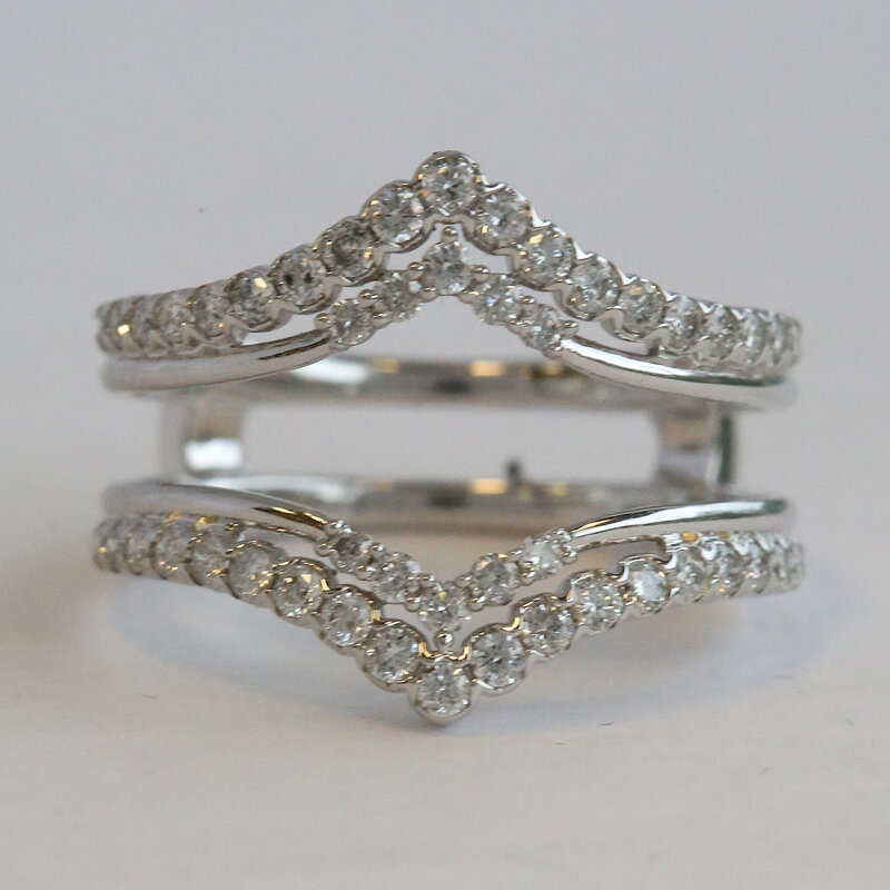 American Jewelry 14k White Gold .62ctw Diamond Double Row Contour Curved Ring Guard