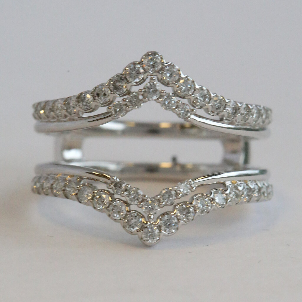 American Jewelry 14k White Gold .62ctw Diamond Double Row Contour Curved Ring Guard