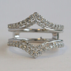 American Jewelry 14k White Gold .62ctw Diamond Double Row Contour Curved Ring Guard