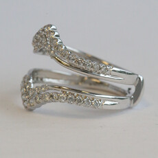 American Jewelry 14k White Gold .62ctw Diamond Double Row Contour Curved Ring Guard