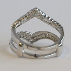 American Jewelry 14k White Gold .62ctw Diamond Double Row Contour Curved Ring Guard