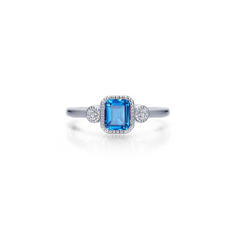 Lafonn Lafonn Sterling Silver Simulated Diamond and Blue Topaz Bezel Birthstone Ring (Size 6)