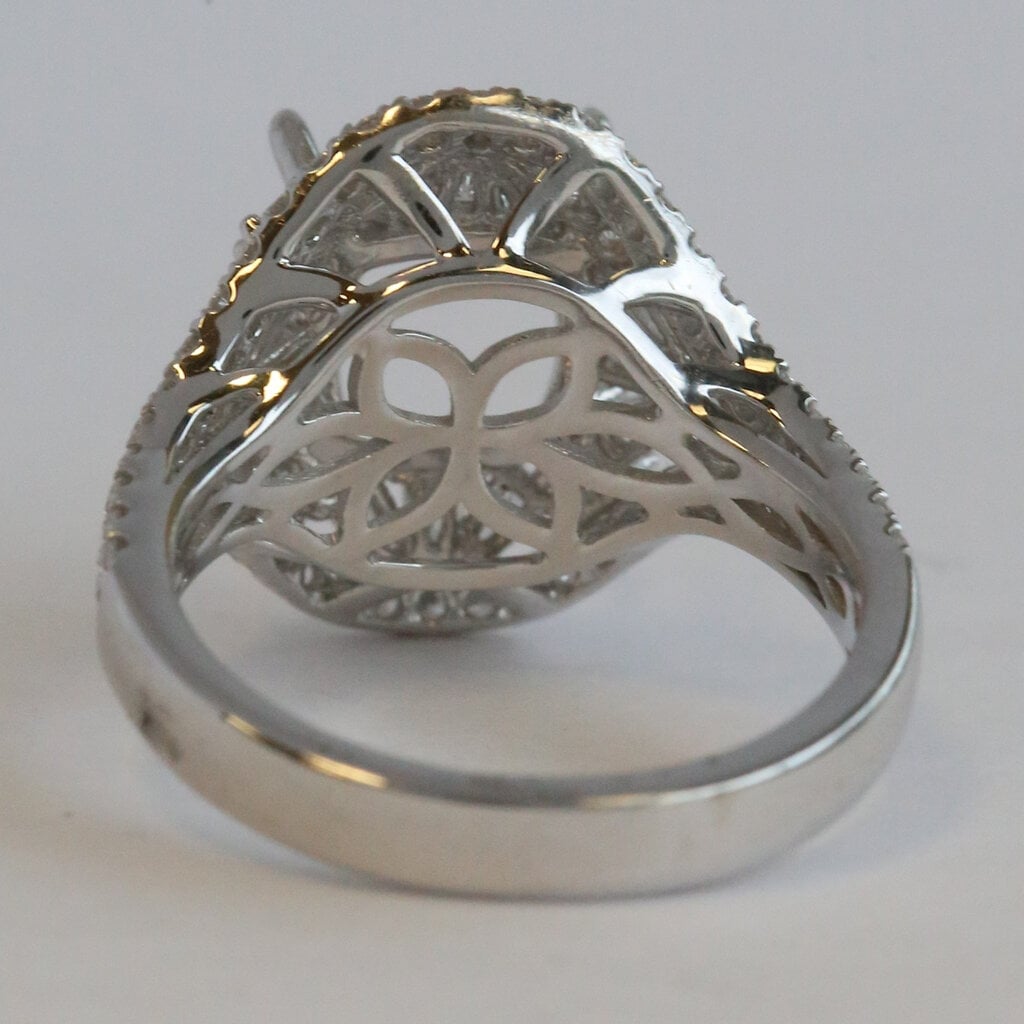 American Jewelry 18k White Gold 1.03ctw Baguette & Round Diamond Semi Mount Engagement Ring