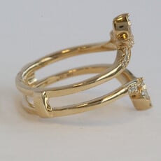 American Jewelry 14k Yellow Gold .33ctw Baguette & Round Diamond Contour Ring Guard