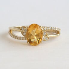 American Jewelry 14k Yellow Gold 1.13ct Citrine .15ctw Diamond Split Shank Ring