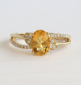 American Jewelry 14k Yellow Gold 1.13ct Citrine .15ctw Diamond Split Shank Ring