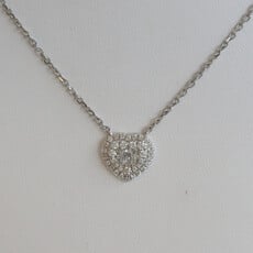 American Jewelry 18k White Gold .47ctw Diamond Baguette & Round Heart Necklace