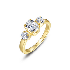 Lafonn Lafonn Silver Gold Plated Simulated Diamond Cushion-Cut Regal Ring (Size 5)