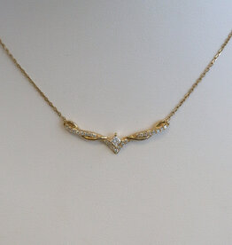 American Jewelry 14k Yellow Gold .25ctw Diamond Twisted V Necklace