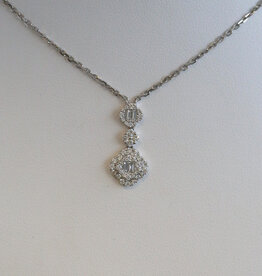 American Jewelry 18k White Gold .49ctw Diamond Clover Necklace