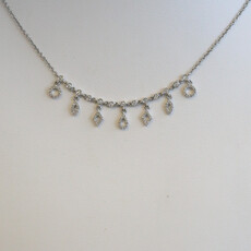American Jewelry 18k White Gold .29ctw Diamond Multi Shape Dangle Necklace