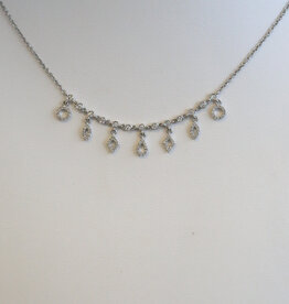 American Jewelry 18k White Gold .29ctw Diamond Multi Shape Dangle Necklace
