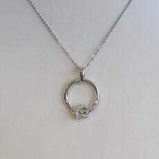 American Jewelry 14k White Gold .17ctw Diamond Circle Knot Necklace