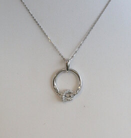 American Jewelry 14k White Gold .17ctw Diamond Circle Knot Necklace