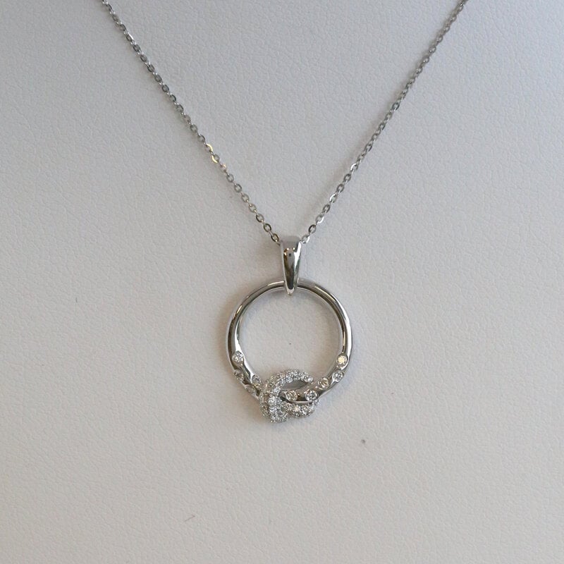 American Jewelry 14k White Gold .17ctw Diamond Circle Knot Necklace