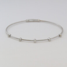 American Jewelry 14k White Gold .13ctw Diamond Bezel Station Bangle Bracelet