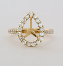 American Jewelry 18k Yellow Gold .86ctw Diamond Pear Halo Semi Mount Engagement Ring
