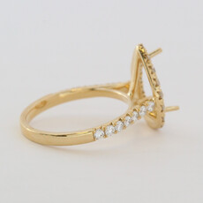 American Jewelry 18k Yellow Gold .86ctw Diamond Pear Halo Semi Mount Engagement Ring