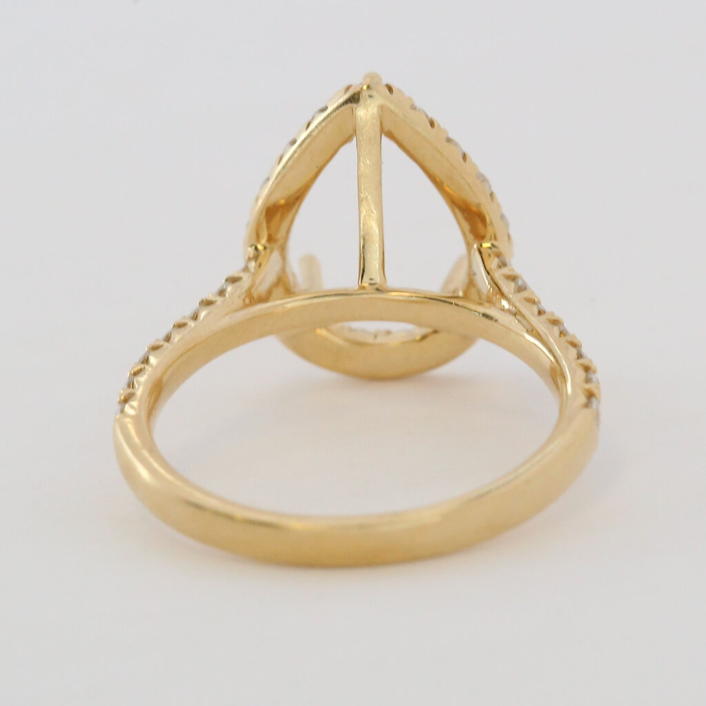 American Jewelry 18k Yellow Gold .86ctw Diamond Pear Halo Semi Mount Engagement Ring