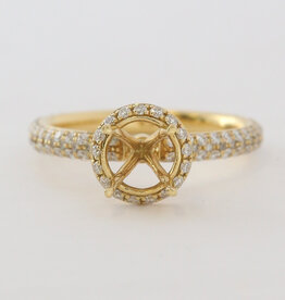 American Jewelry 18k Yellow Gold .71ctw Diamond Round Halo Semi Mount Engagement Ring