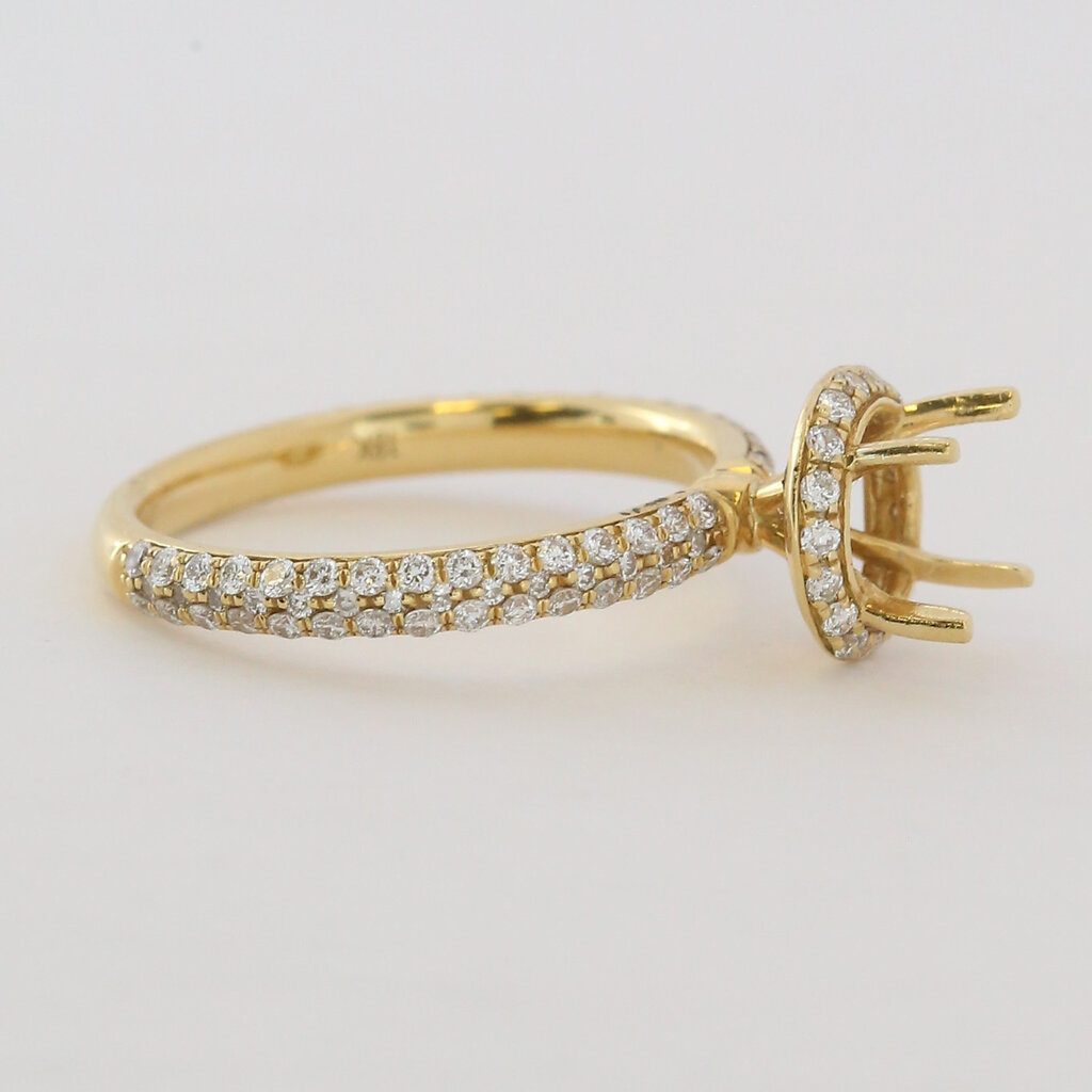 American Jewelry 18k Yellow Gold .71ctw Diamond Round Halo Semi Mount Engagement Ring