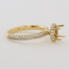 American Jewelry 18k Yellow Gold .71ctw Diamond Round Halo Semi Mount Engagement Ring