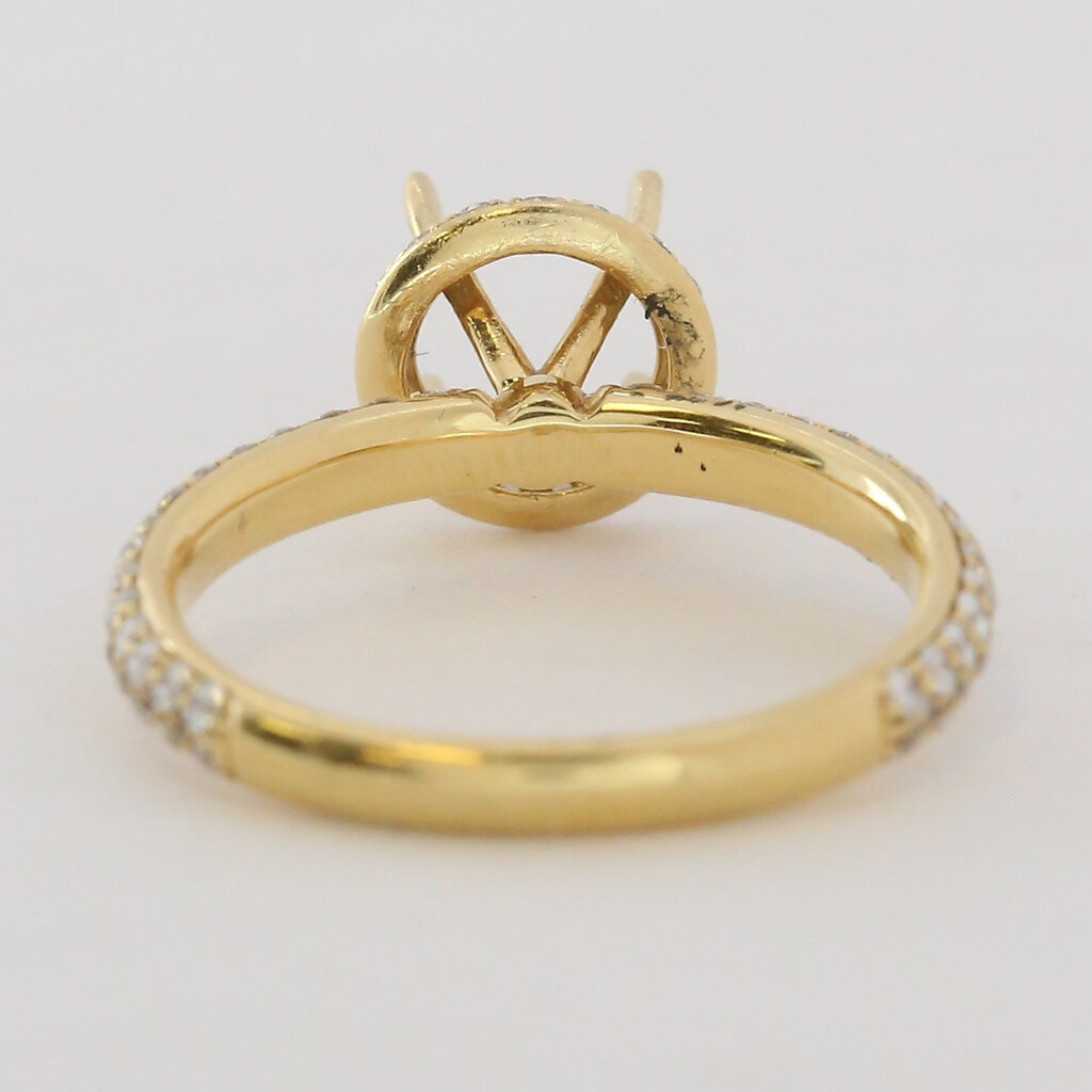 American Jewelry 18k Yellow Gold .71ctw Diamond Round Halo Semi Mount Engagement Ring