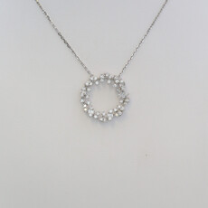 American Jewelry 18k White Gold .61ctw Diamond Scattered Shape Open Circle Necklace