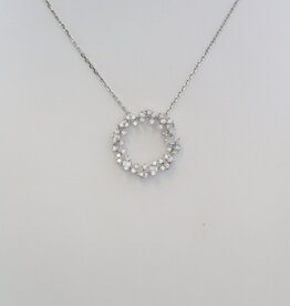 American Jewelry 18k White Gold .61ctw Diamond Scattered Shape Open Circle Necklace