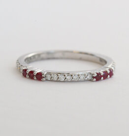 American Jewelry 14k White Gold .14ctw Diamond .17ctw Ruby Stackable Band Ring