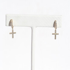 American Jewelry 14k Yellow Gold .40ctw Diamond Cross Dangle Earrings