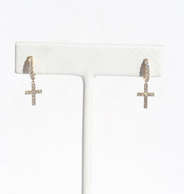 American Jewelry 14k Yellow Gold .40ctw Diamond Cross Dangle Earrings