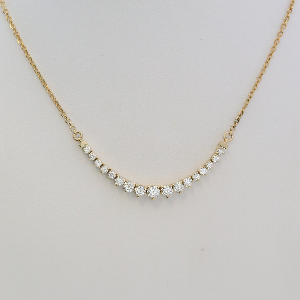 American Jewelry 14k Yellow Gold 1.19ctw Diamond Flexible Row Necklace