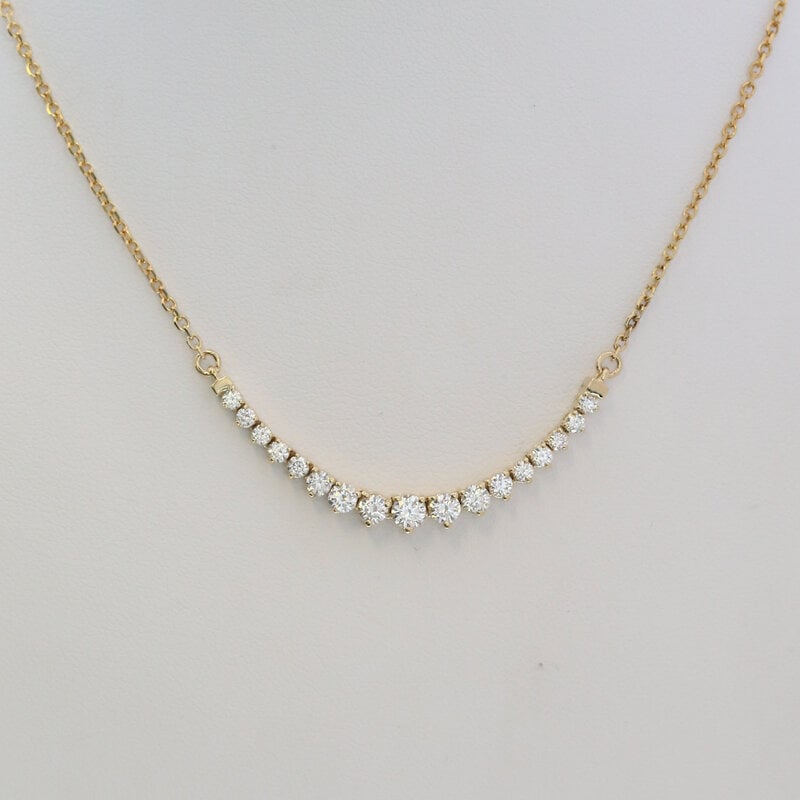American Jewelry 14k Yellow Gold 1.19ctw Diamond Flexible Row Necklace