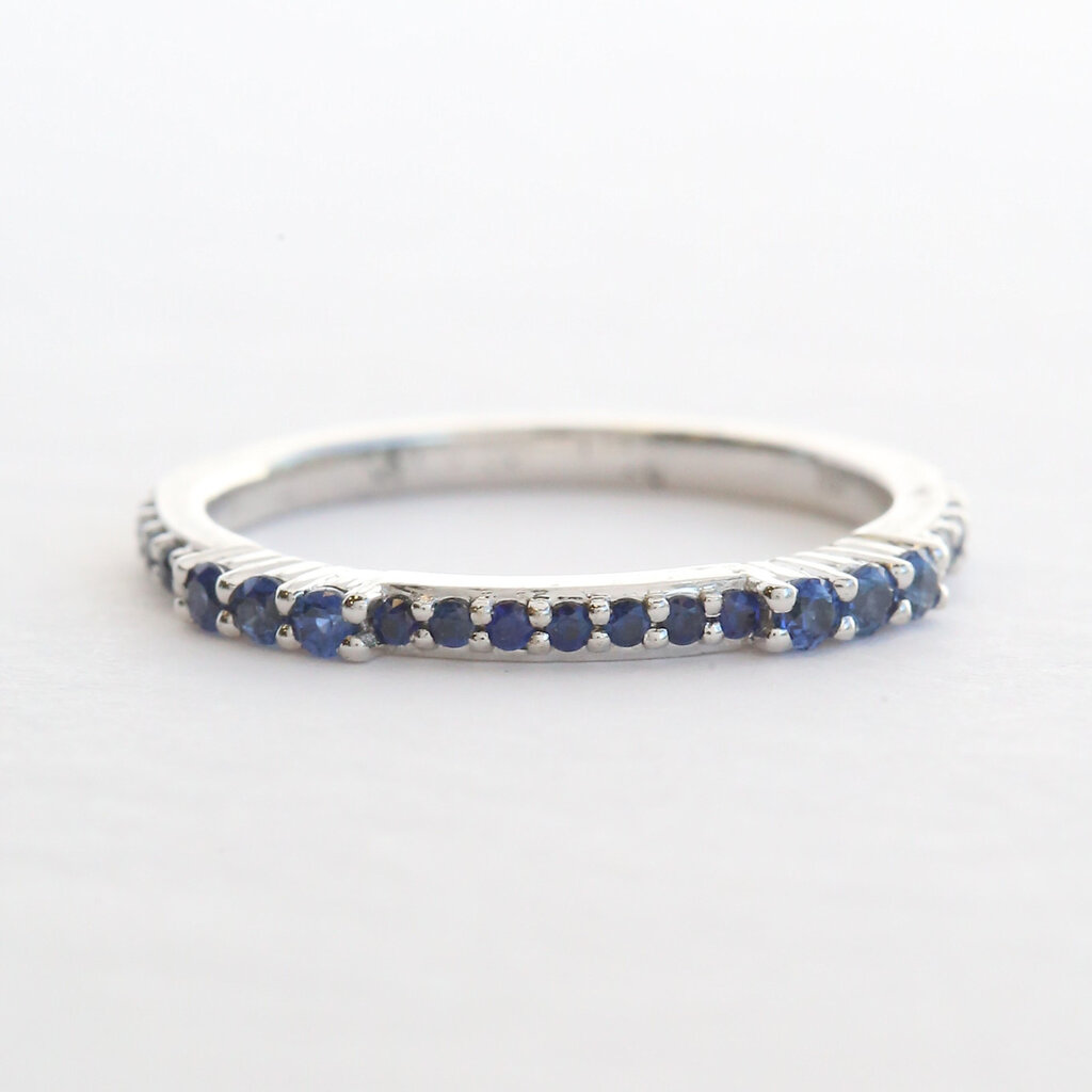 American Jewelry 14k White Gold .37ctw Sapphire Stackable Band Ring