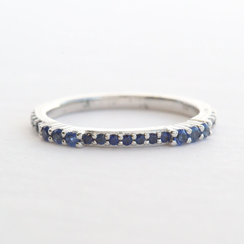 American Jewelry 14k White Gold .37ctw Sapphire Stackable Band Ring