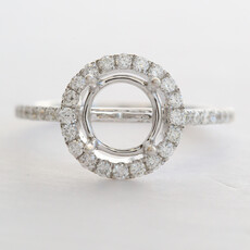 American Jewelry 18k White Gold .51ctw Diamond Round Halo Semi Mount Engagement Ring