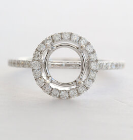 American Jewelry 18k White Gold .51ctw Diamond Round Halo Semi Mount Engagement Ring