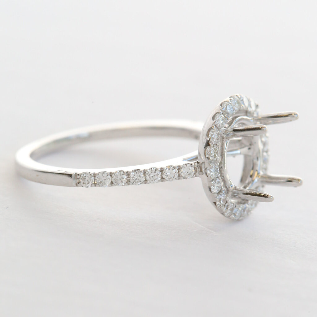 American Jewelry 18k White Gold .51ctw Diamond Round Halo Semi Mount Engagement Ring