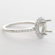 American Jewelry 18k White Gold .51ctw Diamond Round Halo Semi Mount Engagement Ring