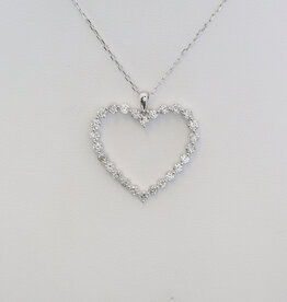 American Jewelry 14k White Gold 1ctw Diamond Heart Necklace