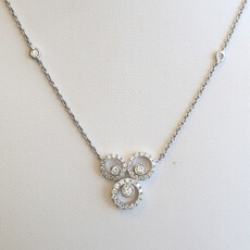 American Jewelry 14k White Gold .62ctw Diamond Triple Circle Necklace