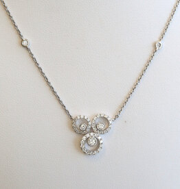 American Jewelry 14k White Gold .62ctw Diamond Triple Circle Necklace